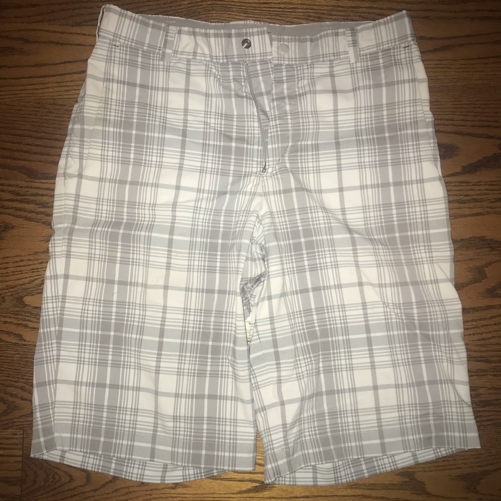 Nike Golf Tour white plaid shorts